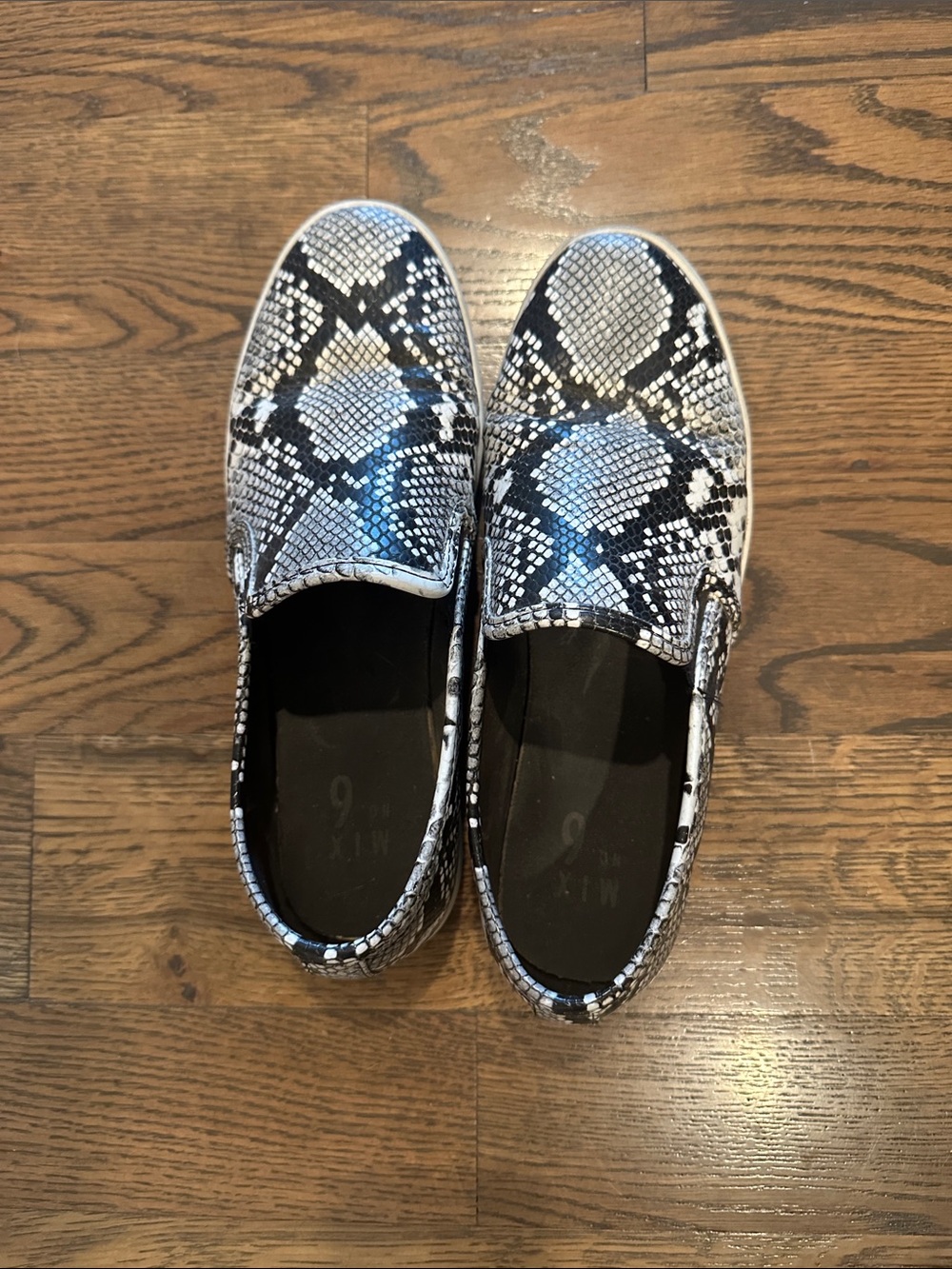 Mix No. 6 Black & White Snake-Print Slip-On Sneakers